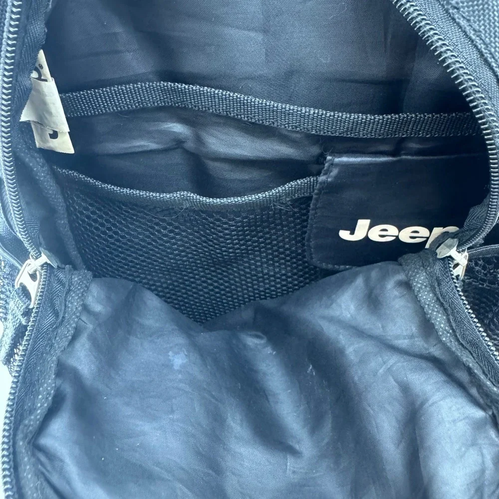 Jeep Mini Backpack Black Nylon Daypack Travel‎ Bag Zippered Compartments Logo